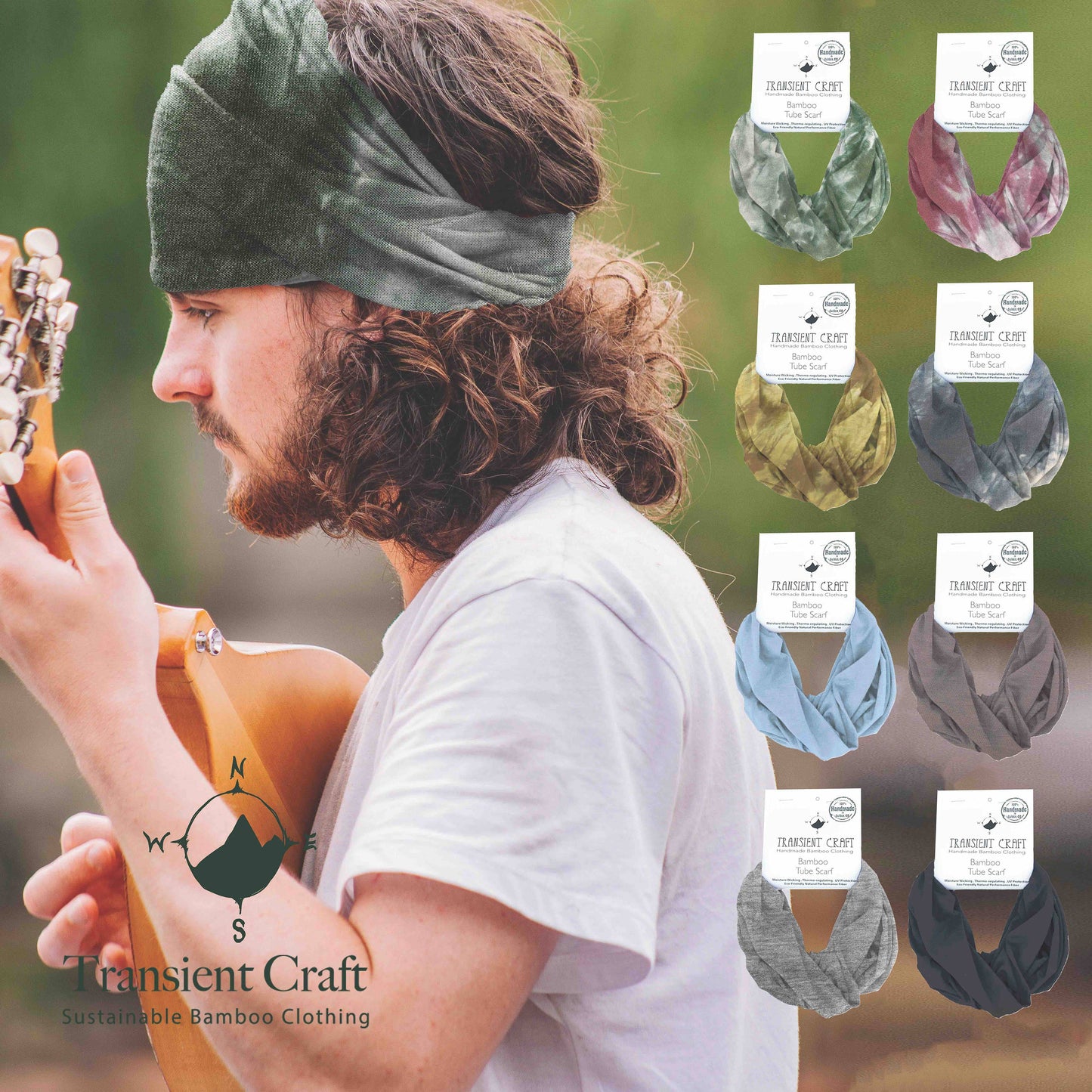 Mens Bamboo Neck Gaiter / Headband - Pick a Color - Organic Performance Bamboo Clothing