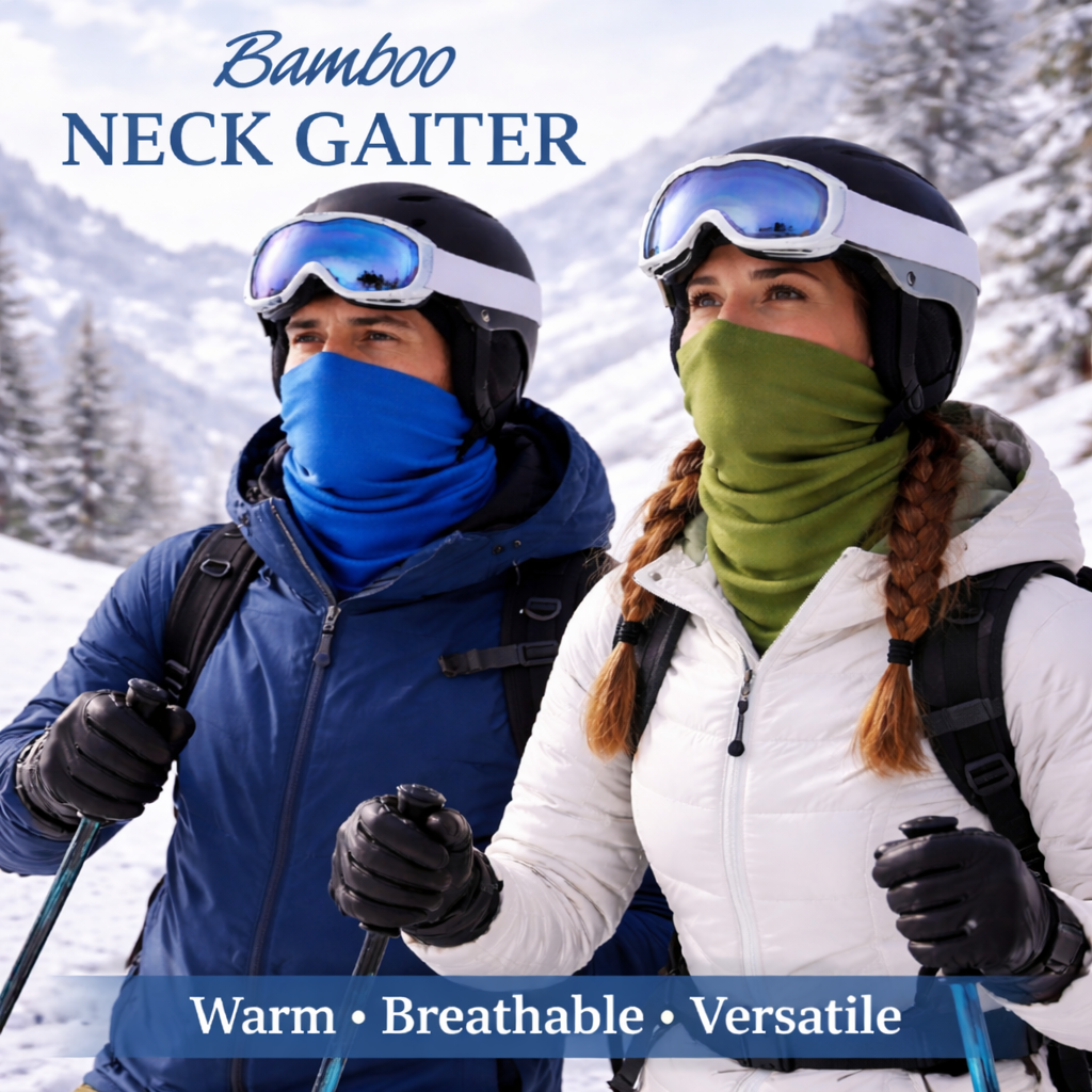 Natural Bamboo Neck Gaiter / Gaiter Mask - Performance Bamboo Headband / Scarf/ Balaclava / Tube Scarf -  Women, Kids Organic Ski Clothing