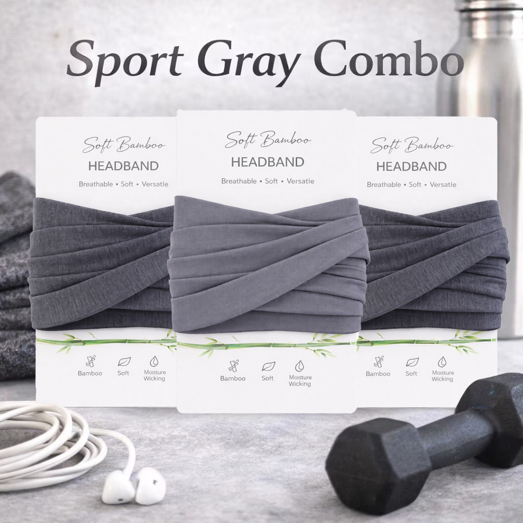 Bamboo Headband Set – 3 Pack | Soft Breathable Yoga & Workout Headbands | Eco Friendly Athletic Hair Bands