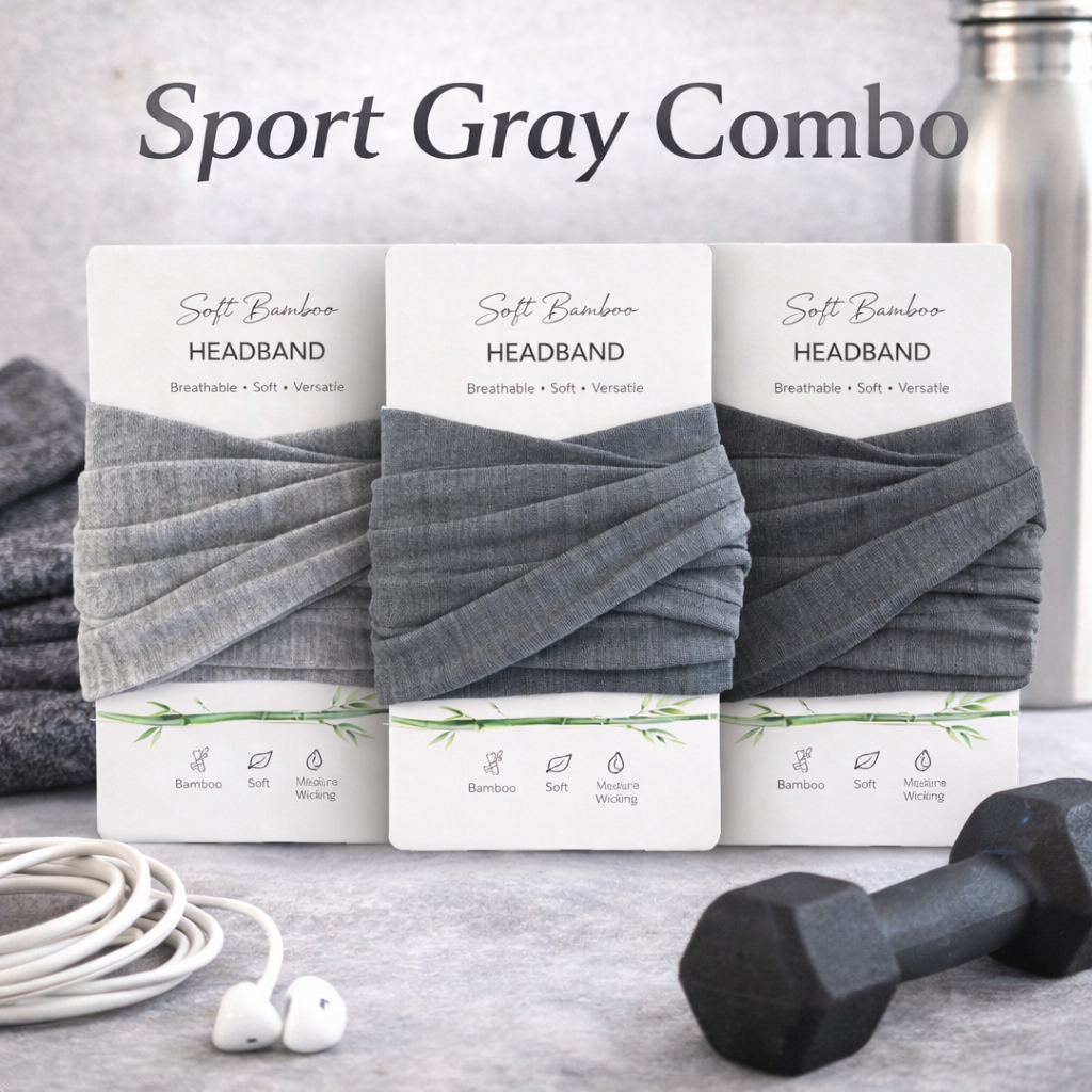 Bamboo Headband Set For Men – 3 Pack | Soft Breathable Yoga & Workout Headbands | Eco Friendly Athletic Hair Bands