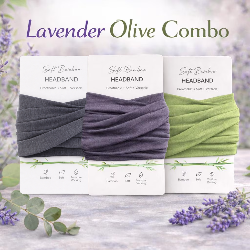 Bamboo Headband Set For Men – 3 Pack | Soft Breathable Yoga & Workout Headbands | Eco Friendly Athletic Hair Bands