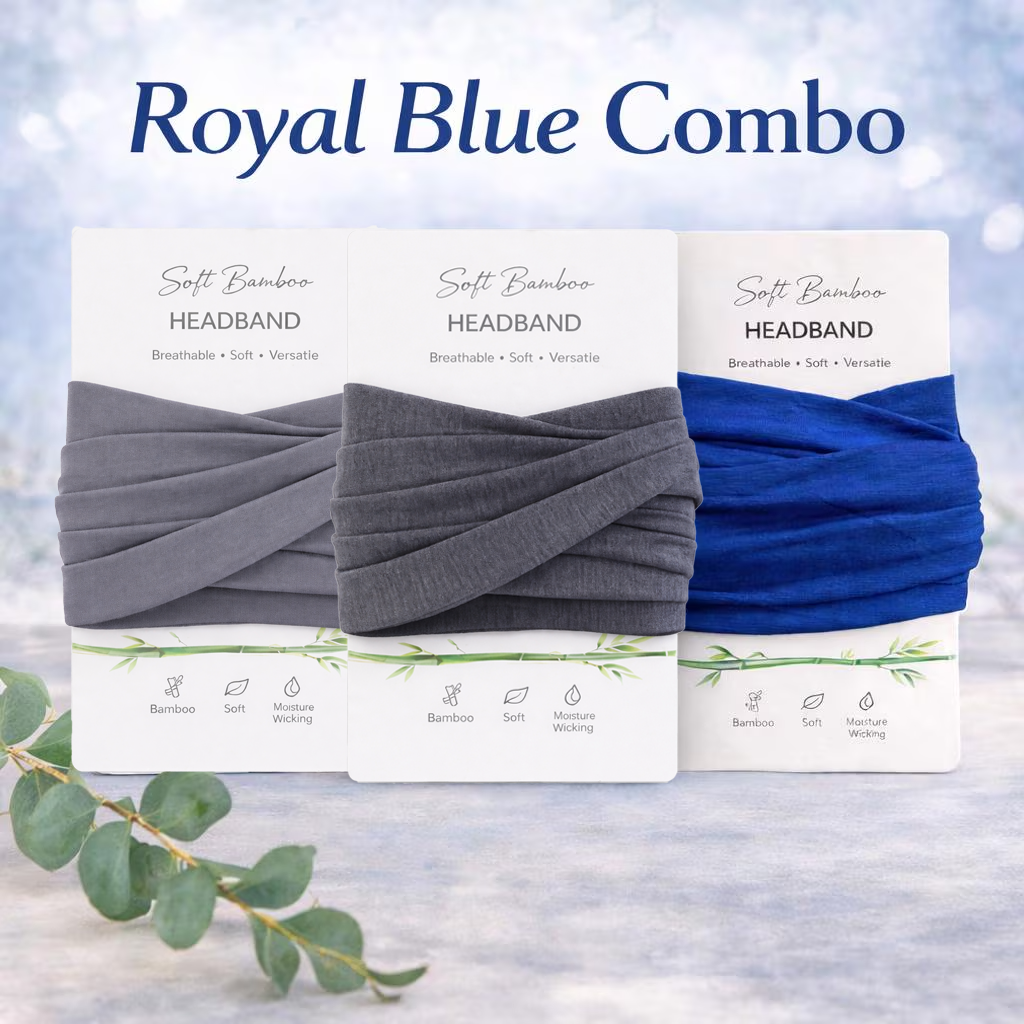 Bamboo Headband Set – 3 Pack | Soft Breathable Yoga & Workout Headbands | Eco Friendly Athletic Hair Bands