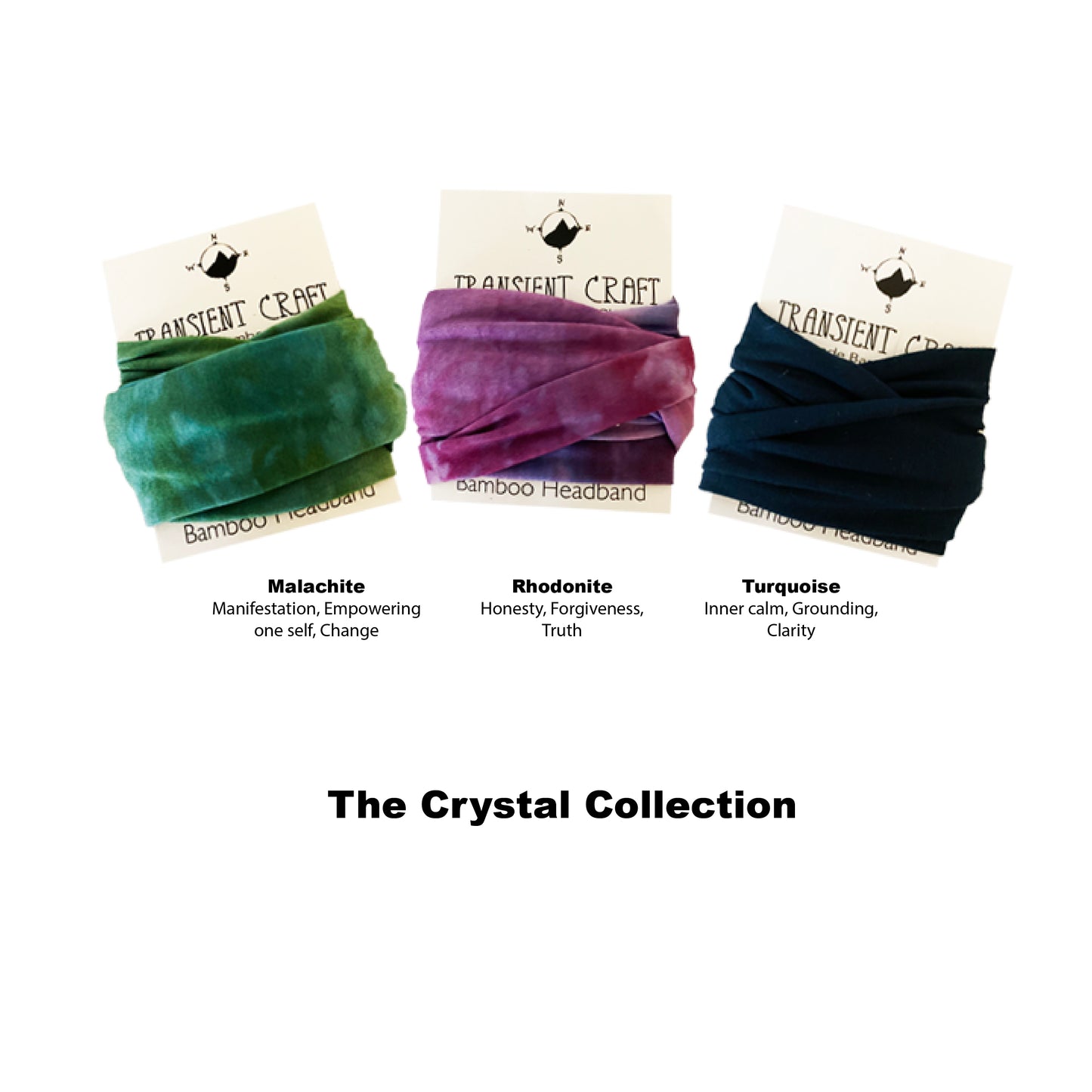 The Crystal Collection - Natural Organic Bamboo Headbands - Gem Stone Colors Active