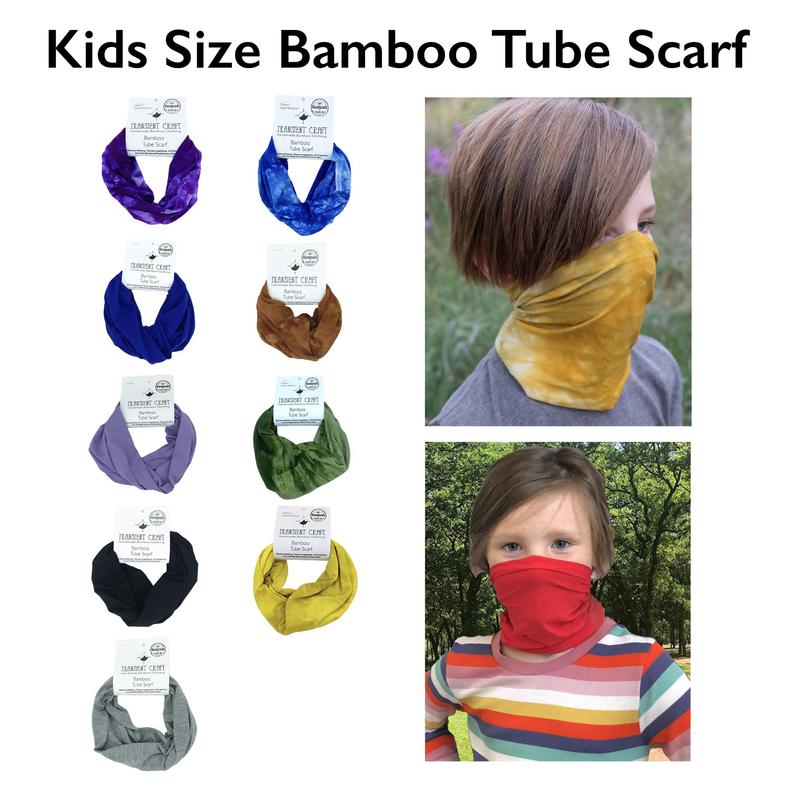 Natural Bamboo Neck Gaiter Face Mask for Kids- Pick a Color - Performance Bamboo Headband / Scarf/ Balaclava / Tube Scarf - Organic Clothing