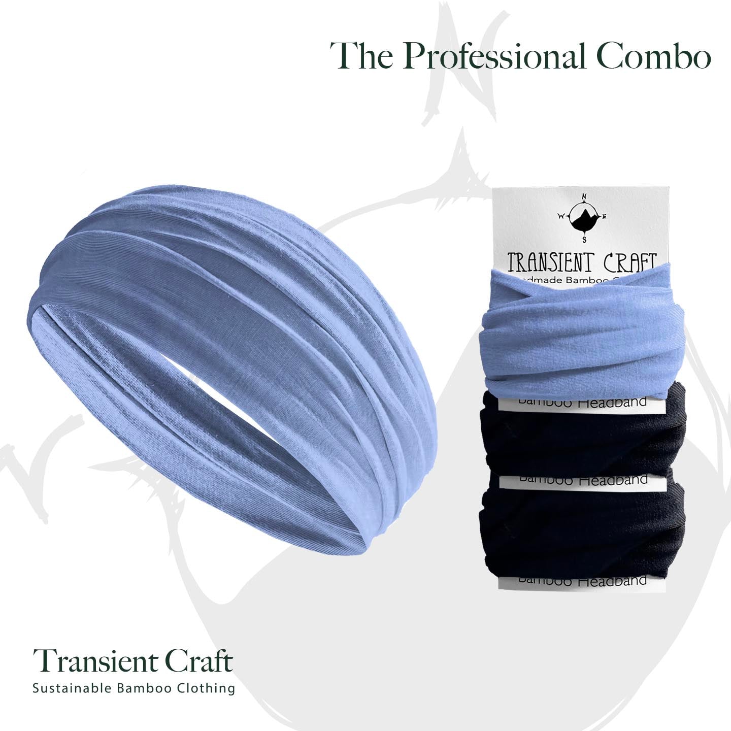 The Eco-Friendly Bamboo Headband 3 Pack - for the Workplace - The Professional Combo- An Everyday Must-Have