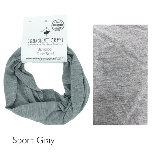 Sport Grey Bamboo Neck Gaiter / Performance Sweatband Men, Women, Kids Organic Clothing Medium